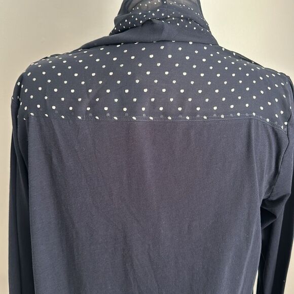 Pure DKNY Whimsigoth Women’s Sheer Polka Dot Mixed Media Button Up Blouse Size L - Picture 11 of 11